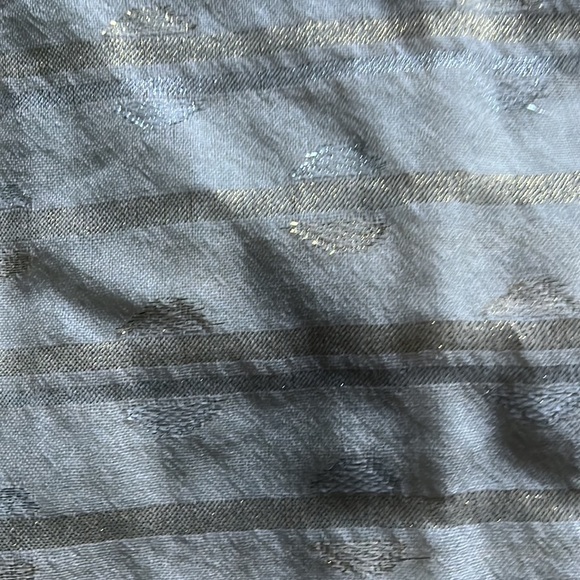 J. Crew metallic silver and gold wrap in cream with many Pom Poms! - Picture 2 of 7